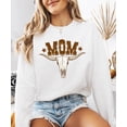 thumbnail image 3 of Mom Bull Skull Sweatshirt for Women Trendy Western Country Style Crewneck White Sweatshirt Adult Medium, 3 of 7