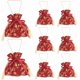 thumbnail image 1 of 8 bolsas de regalo pequeñas con asas y diseño floral de 5,9 x 6,4 pulgadas, con cordón y flores rojas, para dulces, recuerdos de fiesta de té, bolsas de agradecimiento., 1 of 7