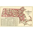 thumbnail image 3 of Walling 24x17 Black Modern Framed Museum Art Print Titled - Massachusetts - Walling and Gray 1871, 3 of 5
