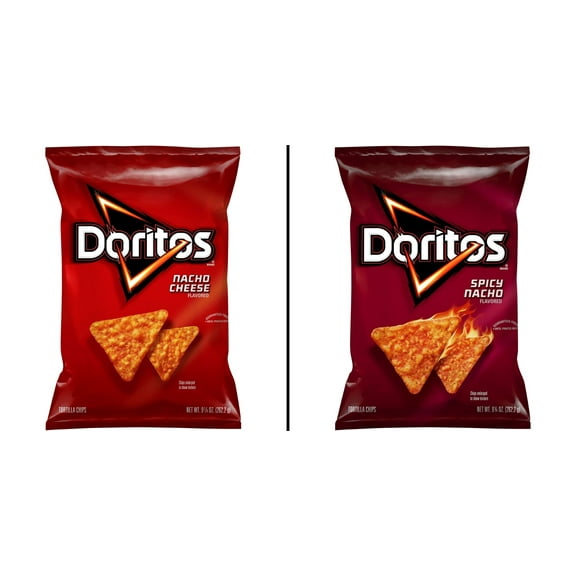 Doritos Nacho Cheese Tortilla Chips 9.25 oz & Doritos Spicy Nacho Cheese 9.25 oz