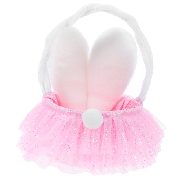 Panier de Pâques avec Poignée Panier de Fleurs Lapin Adorable Panier de Rangement Multi-Usage pour Jouets Bonbons