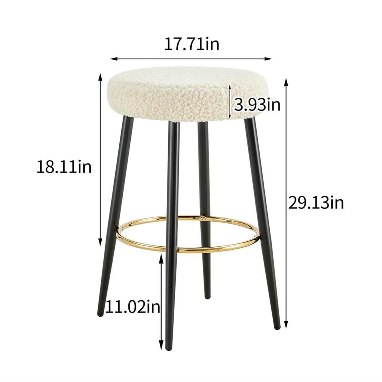 Demi Bonn 30" Counter Height Bar Stools Set of 2, PU Leather Upholstered Barstools, Kitchen Island Countertop Chairs for Dining Room, White
