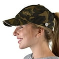 thumbnail image 2 of C.C Ponycap Criss Cross Messy Bun Side Button For Mask Adjustable Baseball Cap, Olive Camo, 2 of 6