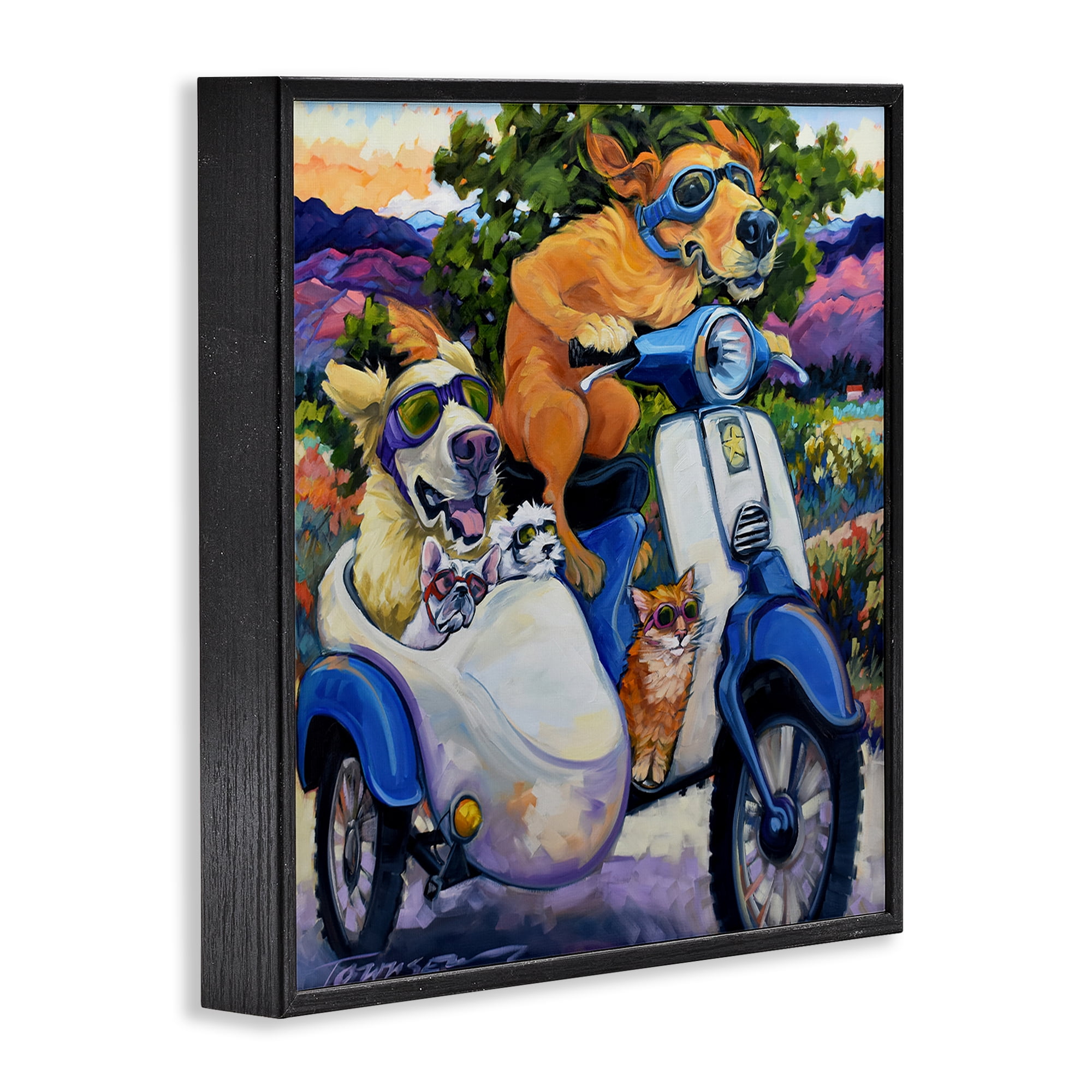 Stupell Industries All Doggled Up Sidecar Black Framed Giclee Art, design by CR Townsend
