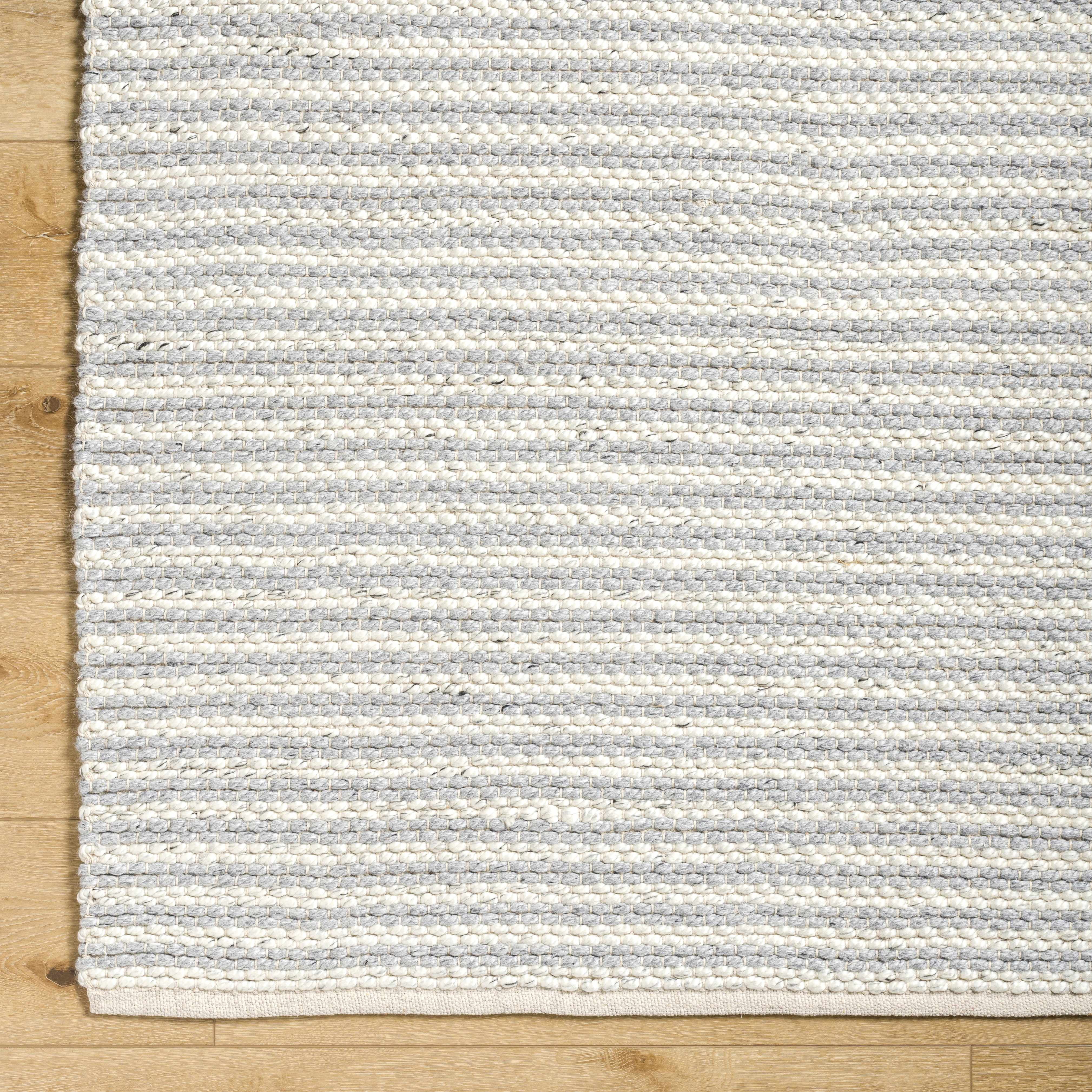 Hauteloom Ebrar Boho Hand Woven Soft Area Rug - Farmhouse Minimalist Striped Carpet for Living Room, Bedroom, Dining Room - Cream, Gray, Ivory - 27" x 45"