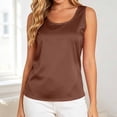 thumbnail image 2 of BOOMNY Womens Sleeveless Satin Tshirts Crew Neck Solid Color T-Shirts Summer Tank Tops for Women, 2 of 4