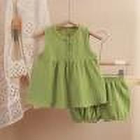 gljltg Girls Clothing Set Cotton Sleeveless Button Back Tank Crop Tops and Botton Short Pants Outfits