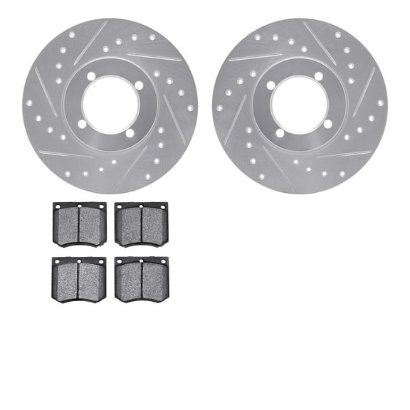 Dynamic Friction Company Front Brake Rotors-Drilled and Slotted-Silver with 5000 Advanced Brake Pads 7502-22007