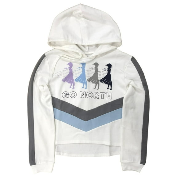 Disney Frozen Juniors Womens White Go North Elsa Hoodie Sweatshirt Small (3-5)