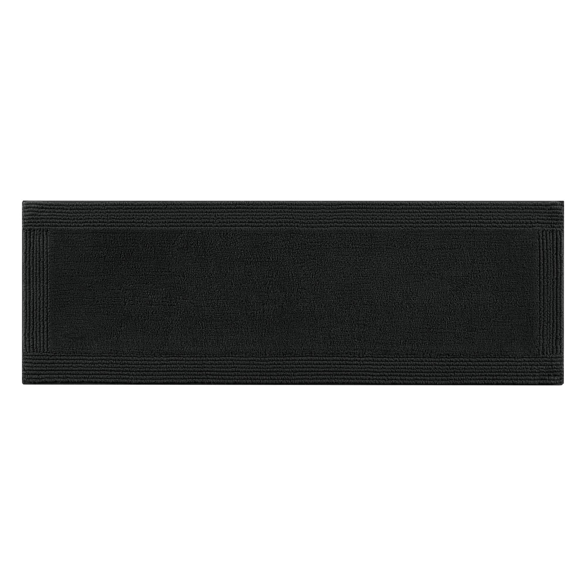 100% Cotton Tufted 3000 GSM Reversible Bath Rug 24x72" Black Ultra Plush Dense Machine Washable Long Bathroom Rug Runner