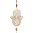 thumbnail image 4 of DecMode 32" Brown Mango Wood Hamas Buddha Windchime with Glass Beads and Cone Bell, 4 of 11