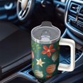 thumbnail image 5 of 30oz Holiday Tumbler with Lid and Straw, Stainless Steel Cup with Handle Reindeer Travel Coffee Mug, Christmas Gifts for Women Men, 5 of 5