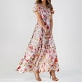 thumbnail image 2 of SnnmBlm Summer Dresses for Women 2024 Floral Boho Dress Beach Casual Mid Length Dress Short Sleeve Flowy Elegant Maxi Dress Hot Pink XL, 2 of 8