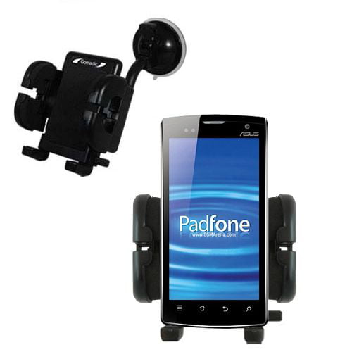Gomadic Brand Flexible Car Auto Windshield Holder Mount designed for the Asus PadFone - Gooseneck Suction Cup Style Cradle