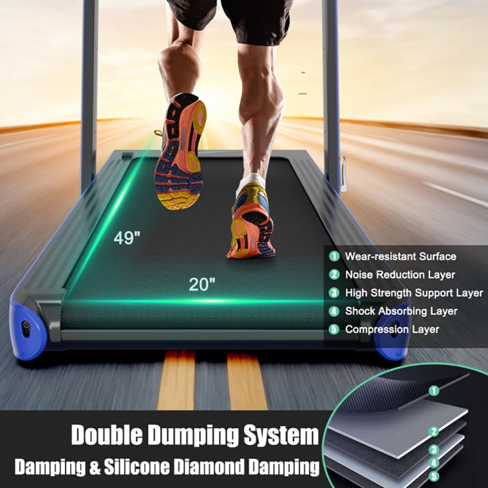 Resenkos Treadmill, Electric Treadmill, Walking Jogging Machine,4.75HP 2 In 1 Folding Treadmill with Remote APP Control-Navy