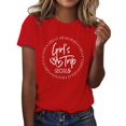 thumbnail image 2 of Loose Fit T-Shirts Girl'S Trip 2025 T Shirt Women'S Fashion Round Neck Casual Short Sleeves,Red Women Cotton T Shirt 3XL, 2 of 5