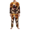 thumbnail image 3 of Daiia Artistic Sunflower Corgi for Men's Long-Sleeved Pajama Set – Soft & Comfortable Sleepwear Button-Up Pajamas Cozy Lounge Wear-Medium, 3 of 7