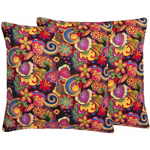 Floral Paisley Cotton Canvas 18" x 18" Throw Pillow, Set of 2 Walmart