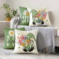 thumbnail image 2 of Spring Summer Green Throw Pillow Covers 20x20 Set of 4 Daisy Butterfly Floral Gnomes Sunshine Decorative Cushion Cover for Sofa Couch Patio, 2 of 6