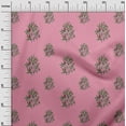 thumbnail image 2 of oneOone Silk Tabby Fabric Leaves & Floral Block Printed Fabric 1 Yard 42 Inch Wide, 2 of 4