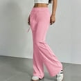 thumbnail image 7 of Flare Sweatpants Women Low Rise Cotton Flared Yoga Pants Drawstring Elastic Waist Stretchy Atheltic Lounge Pants Pink 2XL, 7 of 7