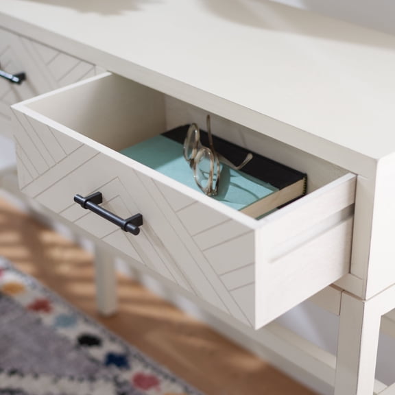 SAFAVIEH Ajana Modern 2 Drawer Console, Distressed White
