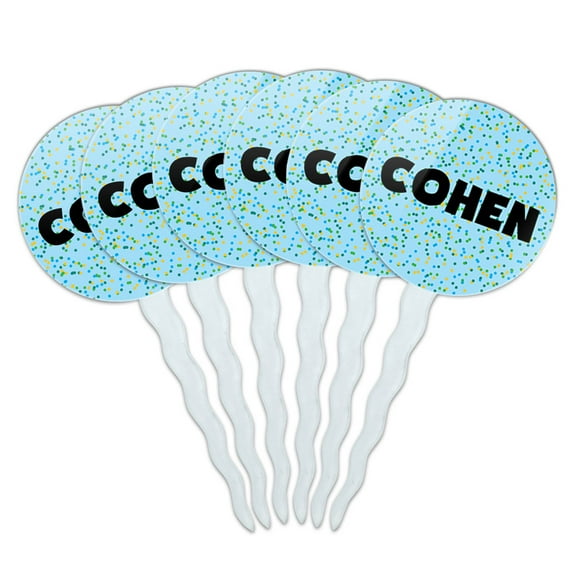 Cohen Cupcake Picks Toppers - Set of 6 - Blue Speckles
