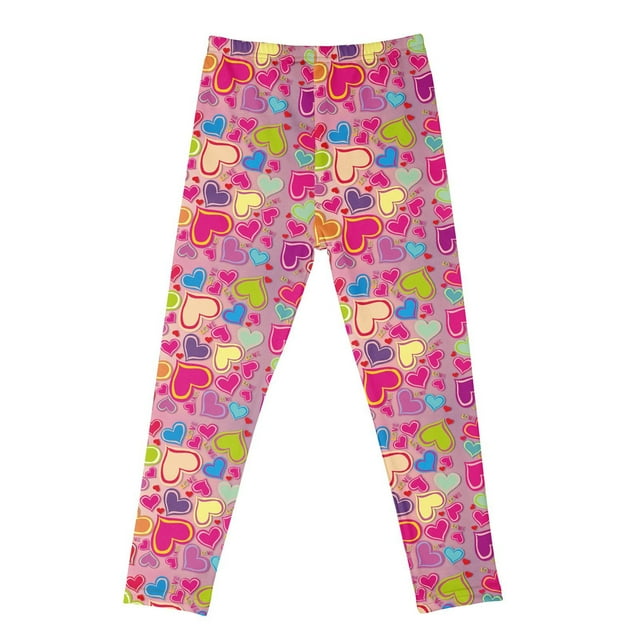 MIASHUI Girls Colorful Printed Leggings Ankle Length Tights Stretchy Soft Pants,Pink,4-5 Years