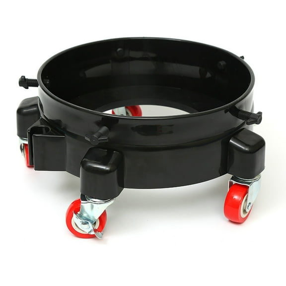 Bucket Rolling Bucket Dolly For Car Washing, Easy Push Drum Dolly With 5 Swivel Casters, Black