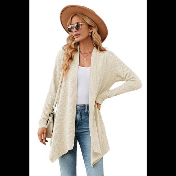 Cárdigan Informal Elegante de Larga con Abertura Frontal para Mujer, Color Albaricoque XXL