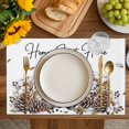 thumbnail image 4 of Rabbits Pine Cone Placemats Set of 6, Sweet Home Texture Brown Leaves Berries Placemats for Dining Table, Place Mats for Kitchen Tabletop, Waterproof Wipeable Dining Table Mats Set, 4 of 9
