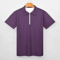 thumbnail image 3 of Dark Purple Men Zipper T-shirt Summer Casual Short Sleeve T-shirt Top, 3 of 7