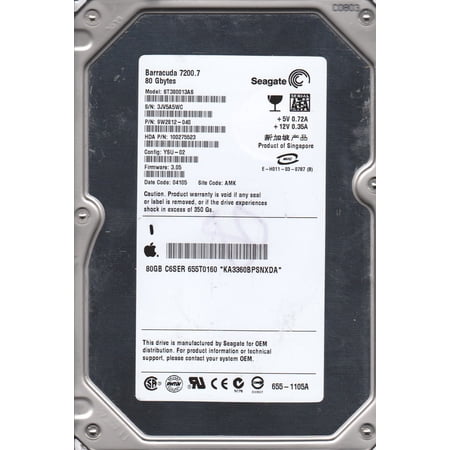 ST380013AS, 3JV, AMK, PN 9W2812-040, FW 3.05, Seagate 80GB SATA 3.5 Hard Drive