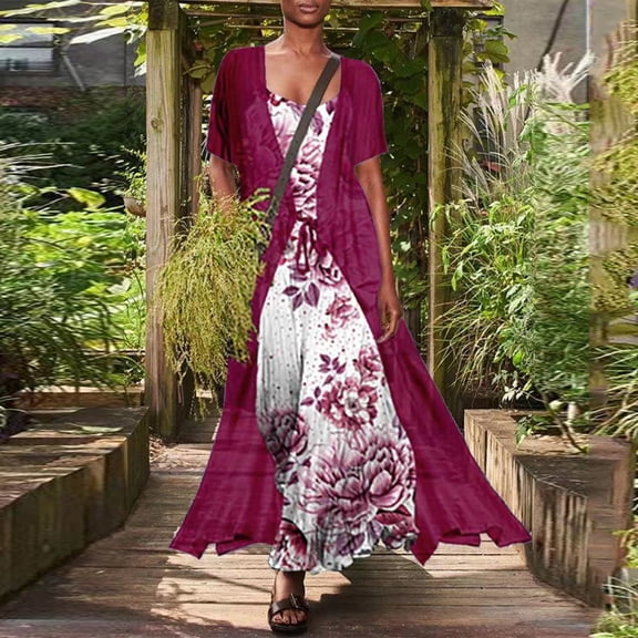 LEEy-World Women'S Formal Dresses Women's Houndstooth Print Round Neck Short Sleeve Split Hem Bodycon Mini Dress Red,XXL