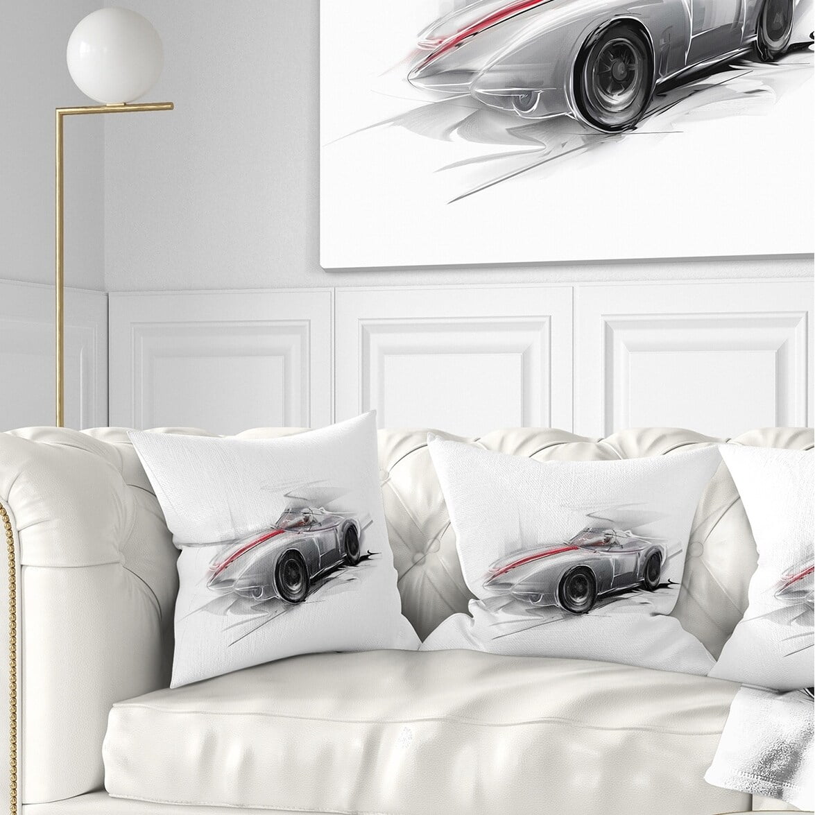 Designart CU7320-26-26 Silver Formula One Digital Art Car Cushion Cover for Living Room in Sofa Throw Pillow 26 in x 26 in Insert Printed On Both Side