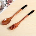 thumbnail image 3 of Juego de Tenedores Cucharas Madera Utensilios Estilo JaponéS para Comer Cubiertos Reutilizables (Cordones Negros, 10 Piezas), 3 of 5