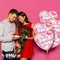 thumbnail image 3 of PMU Valentine's Day Heart Shaped Happy Valentine's Day Pink Chevron 18 Inch Mylar-Foil Balloon Proposal, Special Events, Photo Props Party Decoration and Accessories (5/Pkg) Pkg/1, 3 of 8