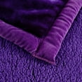thumbnail image 2 of NC Sherpa Borrego Blanket 3 Piece, Flannel Fleece Blanket Set, King 79"x91", Purple, 2 of 6