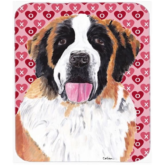 Saint Bernard Hearts Love And Valentines Day Mouse Pad, Hot Pad Or Trivet