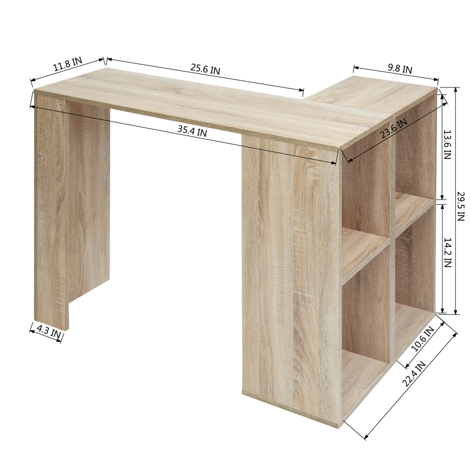 Kepooman L-shaped Computer Desk, Wooden Desk Corner Computer Desk With Two Open Shelves for Company Office, Home Office, Wood Color Kepooman L-shaped Computer Desk, Wooden Desk Corner Computer Desk With Two Open Shelves for Company Office, Home Office, Wood Color