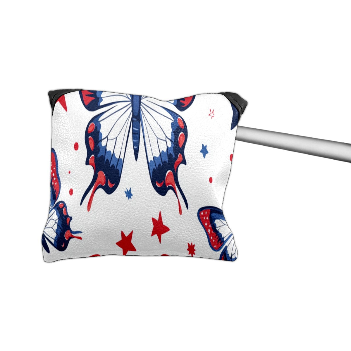 Golf Mallet Putter Cover Premium Leather Waterproof Golf Putter Head Cover with Magnetic Closure Red Blue Butterfly