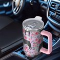 thumbnail image 6 of OBREWU French Bulldog and Flower Tumbler with Handle and Lid,French Bulldog and Flower 40oz Double Wall Vacuum Insulated Tumbler,Cups Gift for Women and Men, 6 of 7