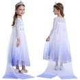 thumbnail image 1 of Elsa Robe de Princesse pour Filles Halloween Carnaval Fête Cosplay Déguisement Violet, 1 of 8