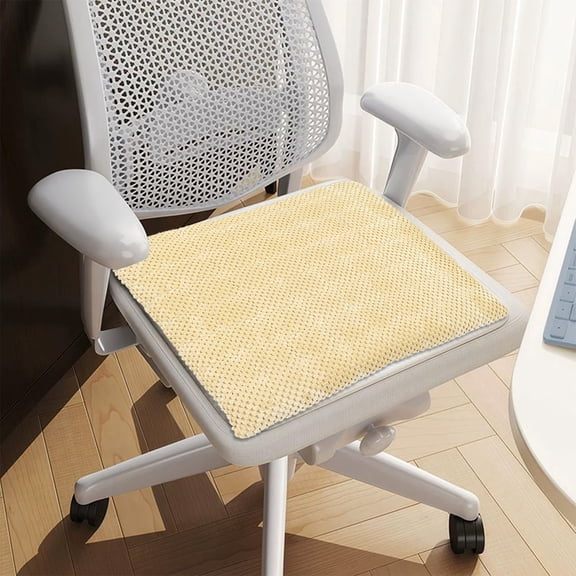 Yaayu Detachable Corduroy Chair Cushion, 15.7x15.7x0.8in, Anti-Slip Silicone Bottom, Washable Seat Pad, Yellow