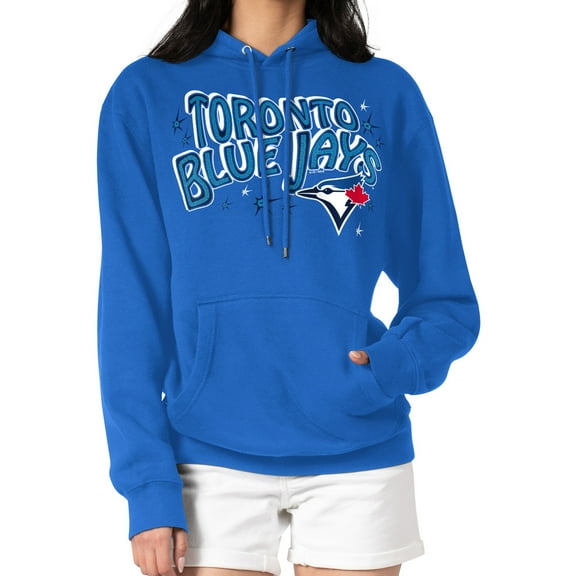 Women's Starter Royal Toronto Blue Jays Fireworks Fleece Tri-Blend Pullover Hoodie