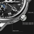 thumbnail image 3 of GUANQIN Men Calendar Moon Phase Multifunctional Vintage Wristwatch Analog Automatic Mechanical Self-Wind Stylish Wrist Watch Steel or Leather Band Sapphire Waterproof Luminous Business Clock, 3 of 4