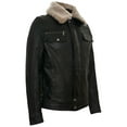 thumbnail image 2 of Mens Trucker Style Leather Jacket-Daventry in Black, 2 of 4