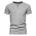 thumbnail image 4 of Vintage Summer Men's T-Shirt Streetwear 3 Buttons Open Fly Loose Clothing Print Short Sleeve T-Shirt 3XL, 4 of 5