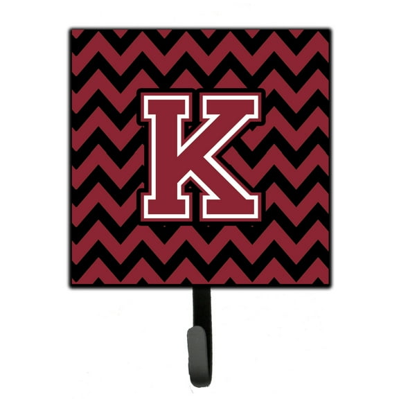 Letter K Chevron Garnet and Black  Leash or Key Holder