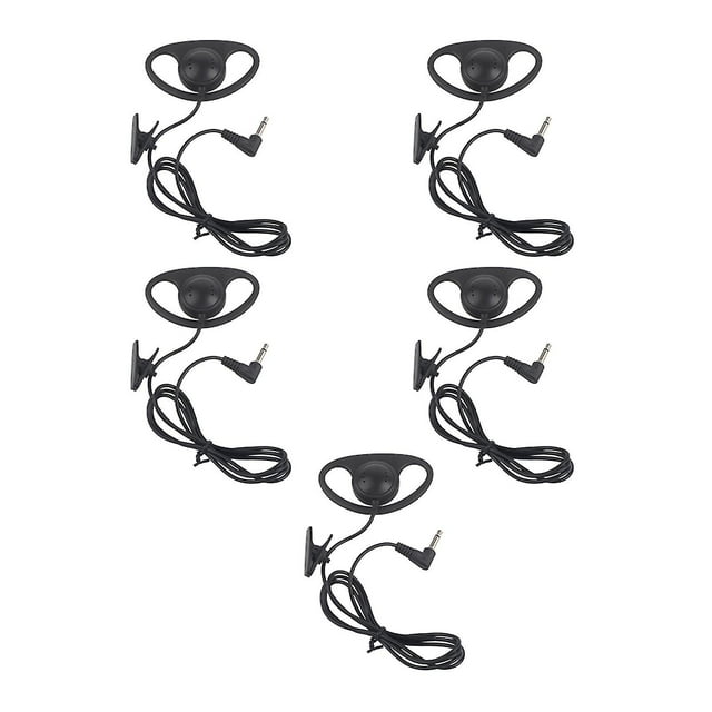 Lot de 5 écouteurs jack 3,5 mm en forme de D pour talkie-walkie et radio bidirectionnelle